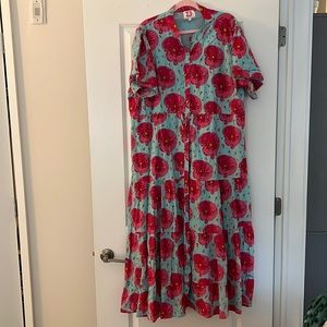 Victoria Dunn Magnolia flutter dress with pink peonies